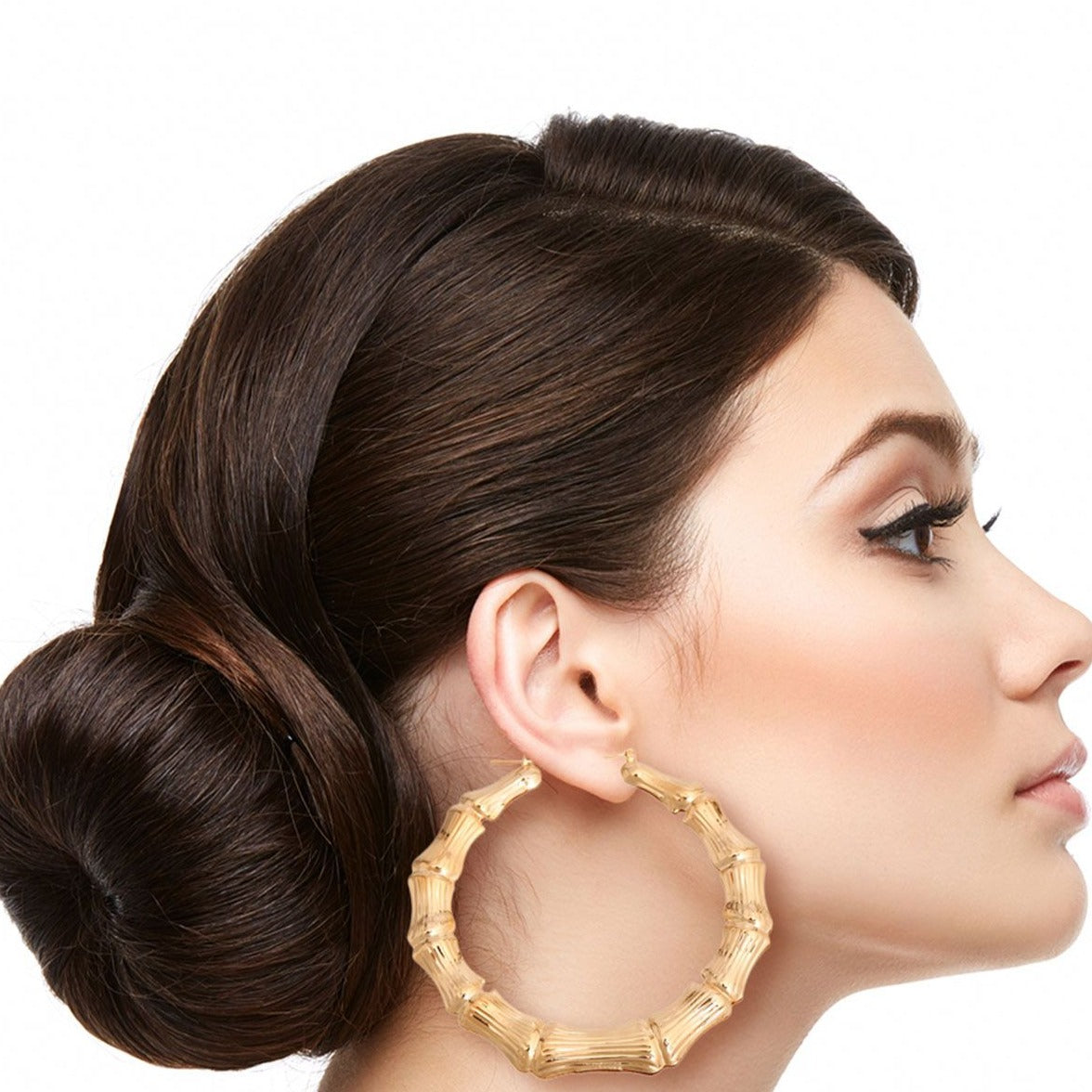 Large Gold Bamboo Hoops