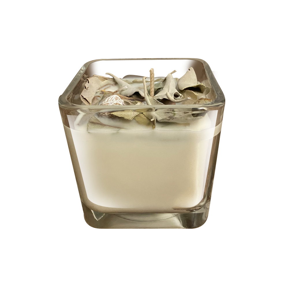 The Sacred White Sage candle can be used in place of sage smudge sticks. Used to spiritually cleanse any room, person or magical working.   Benefits include: removing bacteria in the air, repelling insects, improving intuition, purifying specific objects, improving mood, decreases stress and anxiety.